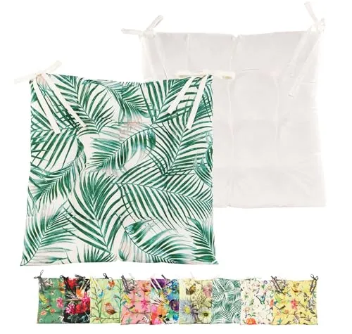 JACK Outdoor Motiv Stuhlkissen 38x38cm Lounge Kissen Auflage Wasserfest Sitzkissen Garten Lotus Effekt, Farbe:Palmenblätter