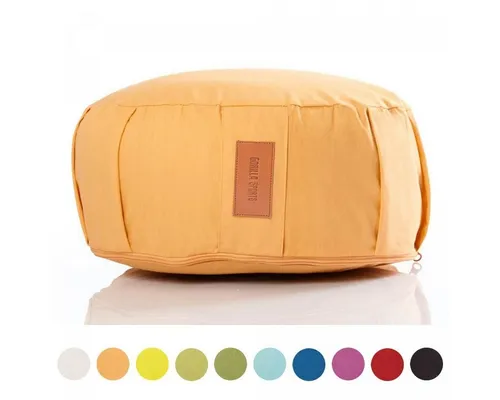 GORILLA SPORTS Bodenkissen Yogakissen - Rund, 100%Baumwolle, Meditationskissen, Sitzhöhe 18cm, Ø 30cm, Sitzkissen, Yoga Bolster, mit Griff, Waschbarer, Farbwahl