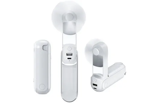 Senmudi Mini USB-Ventilator Mini Handventilator, 3-in-1 Handventilator, wiederaufladbarer USB, Faltbare Taschenventilator, mit Taschenlampen Standfunktion