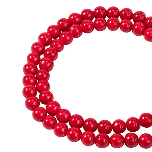 NBEADS Gefärbte Jade Perlen, rote runde Edelsteinperlen, lose Steinperlen für DIY Armbänder Halsketten Schmuckherstellung, 1 Strang ca. 65 Stück 6 mm