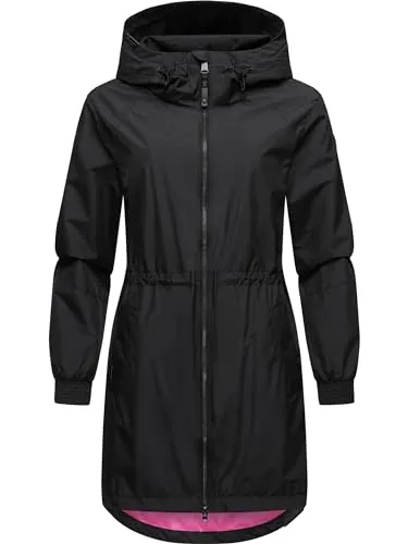Ragwear Bronja II Black 3XL: Leichte Damen Übergangsjacke - Funktionsjacke, 100% vegan, wasser- und winddicht mit atmungsaktivem Mesh-Innenfutter – ideal für Outdoor-Aktivitäten in der Übergangszeit.