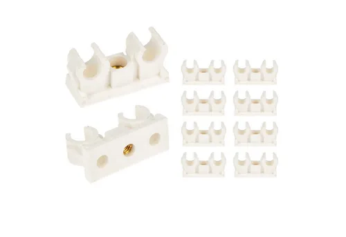 tecuro Rohrschelle Doppel - Rohrclip Sets 8 - 28 mm - KS weiß - Gewindebuchse M6
