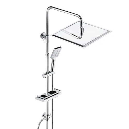 JOHO Edelstahl Duschsystem ohne Armatur - Regendusche 30x30cm mit Duschgarnitur - Badewannen- & Duschsysteme mit XXL-Regenduschkopf aus rostfreiem Edelstahl, pflegeleicht und ideal für ein luxuriöses Duscherlebnis.
