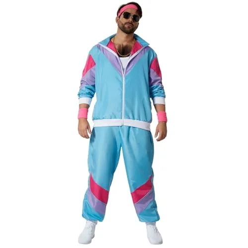 tectake® Herrenkostüm Retro 80er 90er Jahre Jogginganzug Set - Kostüme für Fasching und Karneval, lebendige Farben und einzigartiger Retro-Stil sorgen für gute Laune auf jeder Party!