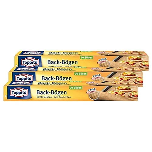 Toppits Back-Bögen 20 Bögen 38x42 cm Antihaft-Struktur (3er Pack)