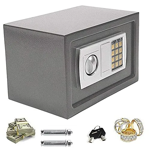 Tresor Elektronik Zahlenschloss 8.5L 31x20x20cm Doppelstahlbolzen Montagematerial Safe Möbeltresor Grau