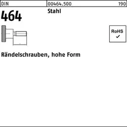 DIN 464 Rändelschraube hohe Form VG M4x16 - 50 Stück - Hochwertige Rändelschrauben aus Stahl, ideal für präzise Anwendungen. Perfekt für Möbelbau und Prototypen. Packung mit 50 Stück.