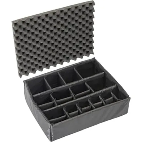 Produktbild PELI 1605 Set gepolsterte Trennwände und Noppenschaum für Deckel, Original Protector Case Zubehör, Kompatibel 1600 Koffer, Farbe: Schwarz