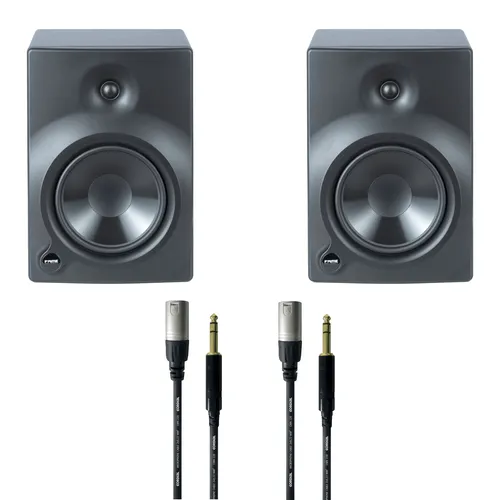Fame Orbital 208S - Aktive Studiomonitore mit Kabelset - Professionelle Studiomonitore für Recording und Mixing, ideal für Heim- und Projektstudios. Ausgewogener Frequenzgang und kraftvolle Class-D Bi-Amping Endstufe für exzellente Klangqualität.