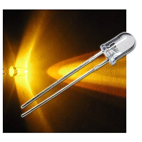 world-trading-net 10 LEDs 5mm wasserklar blinkend gelb Set, Leuchtdiode, bedrahtet, Diode Leuchtend, als Bauteil