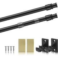 Cafehausstange Schwarz, 50-75cm - Ausziehbare Gardinenstange - Gardinenstange für leichte Vorhänge, ausziehbar von 50-75cm, in vielen Farben erhältlich. Ideal für Bistrogardinen und einfache Montage mit Klemmträgern.