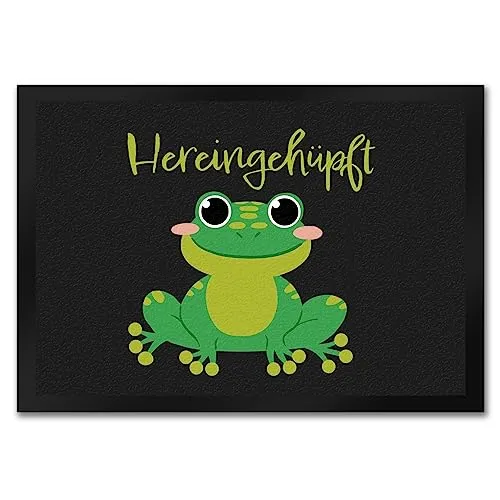 speecheese Hereingehüpft Fußmatte in 35x50 cm mit süßem Frosch als hübsche Einladung ins eigene Zuhause oder vor dem Kinderzimmer um alle willkommen zu heißen