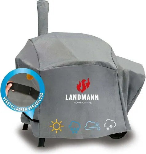 LANDMANN Grillabdeckhaube Premium Wetterschutzhaube 93 x 147 x 125 cm - Grillabdeckungen, schützt effektiv vor Wind, Schnee und Sonne, kältebeständig bis -15 °C, atmungsaktiv und UV-beständig für langfristige Nutzung.