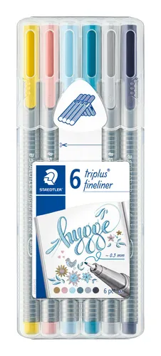 STAEDTLER triplus® Hygge 6er Fineliner-Box 334SB6CS12 Dreikant-Form NEU & OVP