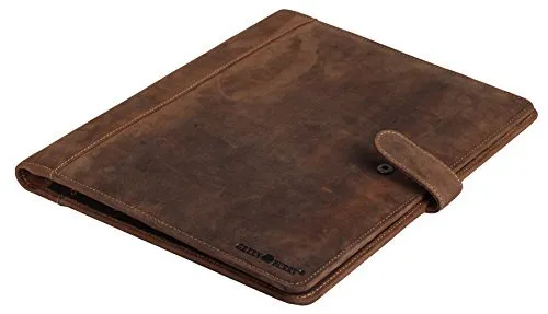 Greenburry Vintage Leder-Schreibmappe A4 - Dokumentenmappe verschließbar - 33 x 26 x 2,5 cm