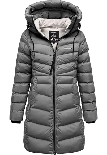 REPUBLIX Winterjacke CECELIA Damen Gefütterte Winter Jacke Mantel Parka mit großer Kapuze grau 3XL