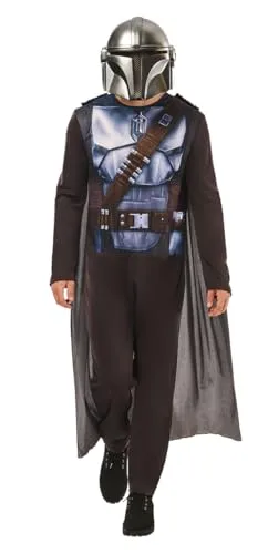 Rubies Klassisches Mandalorian-Kostüm für Erwachsene, Männer und Frauen, Jumpsuit mit aufgedruckten Details, Umhang und Maske, offizielles Star Wars-Lizenzprodukt für Karneval, Party, Cosplay