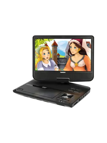 Lenco DVP-1010 - Tragbarer DVD-Player, 10 Zoll Bildschirm, ideal für unterwegs mit Cabrio-Design und Unterstützung für CD und DVD
