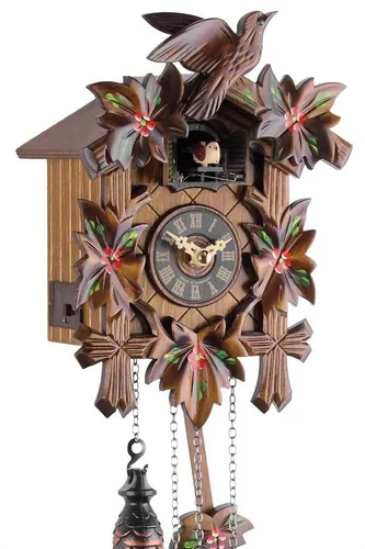 Eble Kuckucksuhr 22 cm - Handgefertigte Wanduhr aus Echtholz - Elegante Kuckucksuhr mit handgefertigtem Massivholzgehäuse. Quartzuhrwerk mit automatischer Nachtabschaltung und charmantem Kuckuckruf. Ideal für ein gemütliches Ambiente.