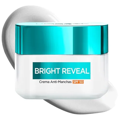 L'Oreal Make Up Bright Reveal SPF 50 - Anti-Fleckencreme - Sonnenschutzmittel mit Niacinamid, schützt die Haut vor UV-Strahlen und hellt Flecken auf für einen strahlenden Teint.
