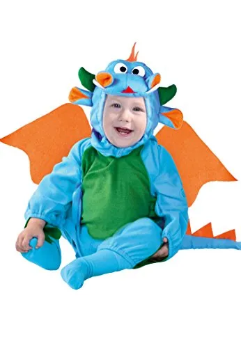 Blaues Drachenkostüm für Babys T-12 24 Monate - Strampler mit Flügeln und Mütze, aus 100 % Polyester für hohen Komfort und Spielspaß
