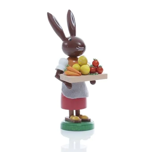 Rudolphs Schatzkiste Osterfigur Hase mit Gemüse Höhe ca 9 cm NEU Osterdeko Osterhasenfigur Ostern Osterei Frühling Erzgebirge Seiffen Hase Handwagen Gemüse