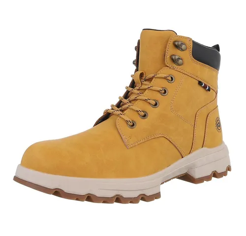 Coolwalk Herren Schnürschuhe Freizeit Stiefelette (88491797) in Camel - Robuste Herren Stiefeletten mit Blockabsatz für Komfort und Langlebigkeit. Ideal für Alltag und Outdoor-Aktivitäten, bieten sie sicheren Halt und eine individuelle Passform dank stabiler Schnürung.