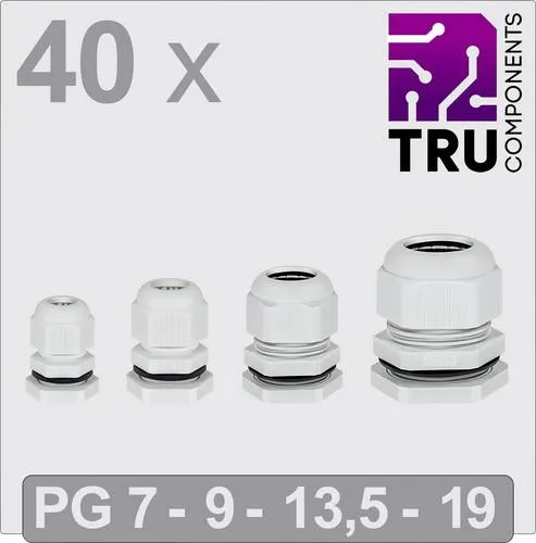 TRU COMPONENTS TC-13448356 Kabelverschraubung Polyamid Grau 40St.