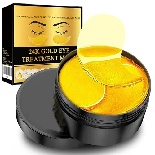 Stück 24K Gold Augenpads, Kühlende Augenmaske mit, gegen Augenringe, Tränensäcke & Schwellungen,Мindern Alten und müde Augen,Effect für strahlenden Blick,Geschenke für frauen 60