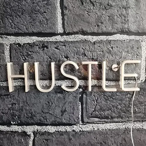 HUSTLE Schriftzug Neonlicht LED Neon Schild USB Licht Lampe Reklame Leuchte Kunst Motivation Spruch Wand Dekoration Gaming Setup Streamer Hintergrund Beleuchtung dekorative Wandleuchte