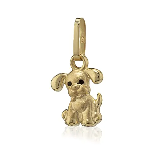 Kettenanhänger Hund 375 Gelb Gold 9 Karat - Charm Teilmattiert - Halsketten & Anhänger, edler 9 Karat Gelbgold Anhänger in Hundedesign, perfekt als Geschenk oder für Tierliebhaber.