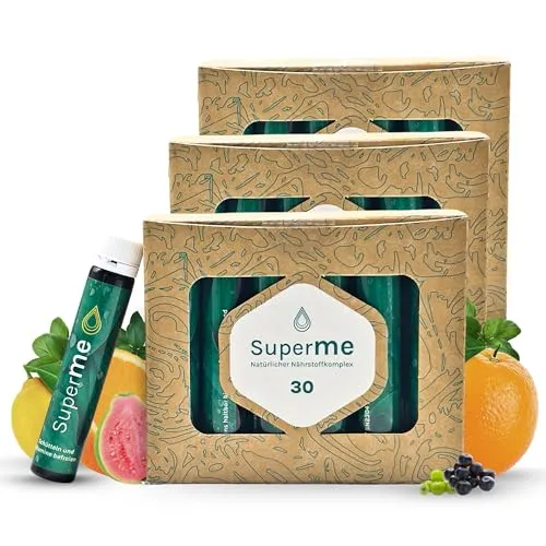 SuperME flüssiger Nährstoffkomplex, 43 Vitamine & Vitalstoffe für Energie, Immunsystem uvm., 100% vegan, 90 x 25ml Trinkampullen, 90 Tage Kur | Supernaturals