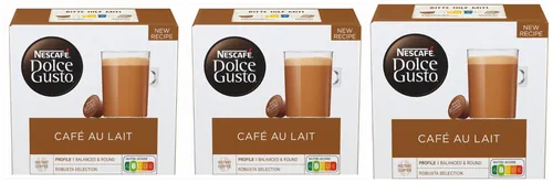 Nescafé Dolce Gusto Café au Lait Kaffeekapseln - 48 Kapseln im Vorteilsbox - Kaffeekapseln für Dolce Gusto, cremiger Café au Lait Geschmack, ideal für Kaffeeliebhaber, perfekt für die schnelle Zubereitung.
