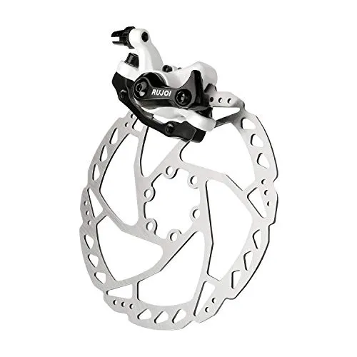 RUJOI Bike-Scheibenbrems-Kit, Aluminium-Front-Bremssattel, voller Aluminiumlegierung Fahrradbremshebel, 160mm Rotor, mechanischer Werkzeug-freier Pad-Einsteller für Rennrad, Mountainbike (1 Set)