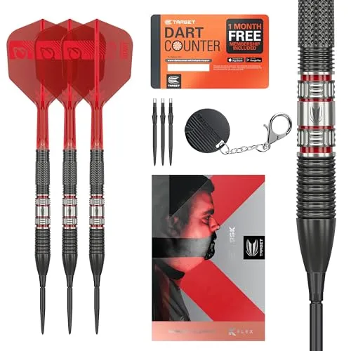 TARGET DARTS Gabriel Clemens 95K Steel Tip Darts, 95% Wolfram, 22G - Dartpfeile von Gabriel Clemens, entwickelt für Präzision und Kontrolle. Mit 95% Wolfram und innovativer Swiss Storm Point Technologie für optimale Stabilität bei jedem Wurf.
