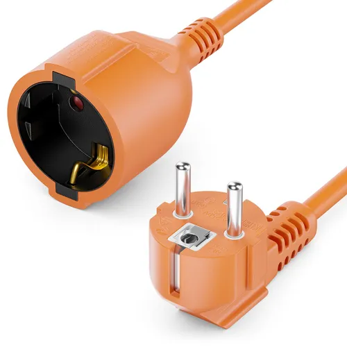 2m Verlängerungskabel Verlängerung 90° Winkelstecker Stromkabel Schutzkontakt