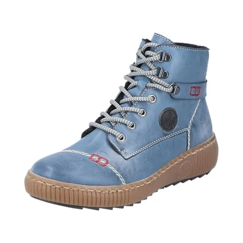 Rieker Damen Stiefel Z6644-14 blau Gr. 37 - Elegante Damenstiefel mit auswechselbarer Innensohle, ideal für bequemen Tragekomfort und stilvolles Auftreten.