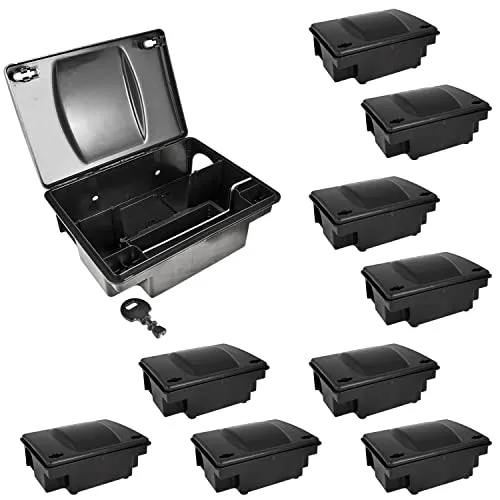 Petigi Lebendfalle 10x Köderstation Multibox - Effektive Mäuse- und Rattenbekämpfung - Lebendfallen - Effiziente Köderstation mit 2 Zugängen für schnelle Köderannahme und kindersicherem Verschluss. Ideal für Innen- und Außenbereiche.