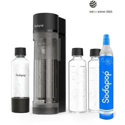 Sodapop Wassersprudler Logan Starterset - Wassersprudler für frisches Sprudelwasser in Sekundenschnelle, inkl. 2 Glasflaschen und 1 PET-Flasche, umweltfreundlich und ohne Strombedarf.
