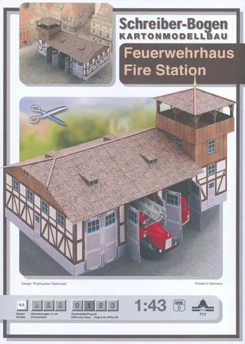 Kartonmodell Feuerwehrhaus 1:43 Schreiber Bogen