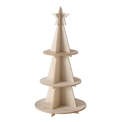 Etagere CHRISTMAS TREE - Holz Dekoetagere für Weihnachten - Moderne Etagere in Form eines Tannenbaums, ideal für festliche Tischdekorationen. Höhe 61 cm, aus naturbelassenem Holz, perfekt für alle Zimmer.