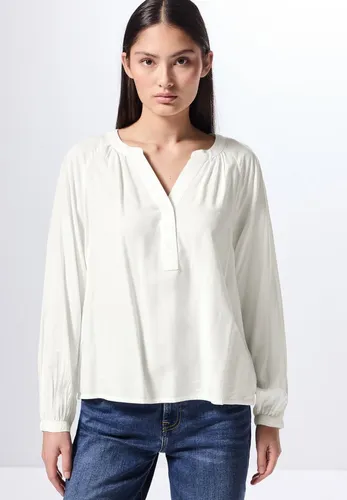 Street One Studio Damen F345143 Raglan-Bluse Off White - Damenbluse in Unifarbe mit geschlitzt Ausschnitt, Knopfleiste und raffinierten Details, ideal für einen eleganten Alltag.