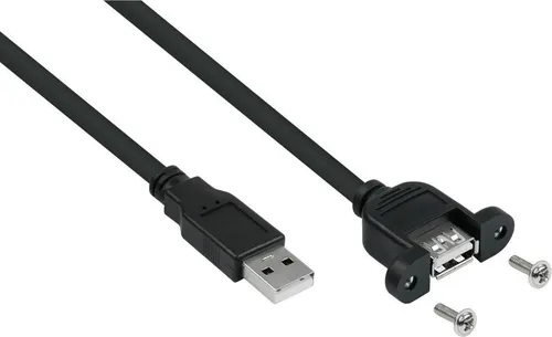 kabelmeister USB2.0 Verlängerung A-St.-Einbaub.A schw. 0,5m
