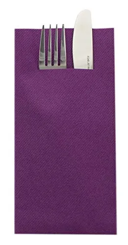 Sovie HORECA Besteckserviette aus Linclass® Airlaid | Hochwertige Einweg-Servietten | Ideal für Gastronomie und private Feiern | (40 x 40 cm, Aubergine, 75)