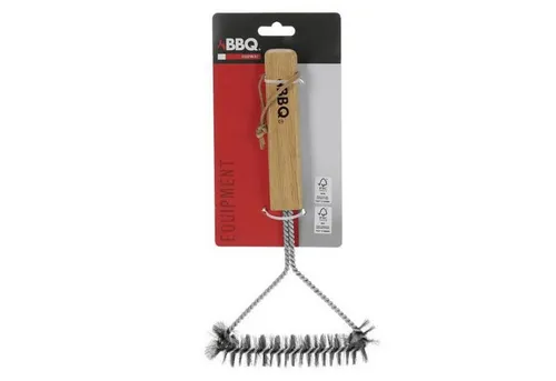 Koopman Grillbürste Grillbürste Dreieckig Edelstahl mit Holzgriff 30 cm, Dreieckige Form für Ecken und Grate
