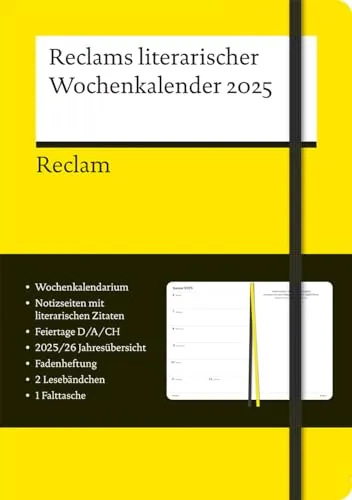 Reclams literarischer Wochenkalender 2025: Buchkalender A5 mit Gummiband - Belletristik, langlebig mit 52 inspirierenden Zitaten für kreative Inspiration im Arbeitsalltag.
