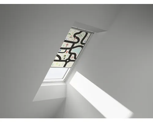 VELUX Verdunkelungsrollo Kids Straßen manuell DKL FK06 4655SWL - Rollos für optimale Verdunkelung: Ideal für Schlaf- und Kinderzimmer, stufenlos verstellbar mit seitlichen Führungsschienen für perfekten Lichteinfall und angenehmes Raumklima.