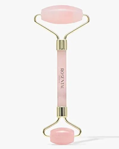 ROSENTAL ORGANICS Rosen Quarz Roller - Anti-Aging Gesichtsroller - Massagestein für entspannte Haut und Seele, fördert die Regeneration und reduziert Augenschwellungen durch natürliche Lymphdrainage.