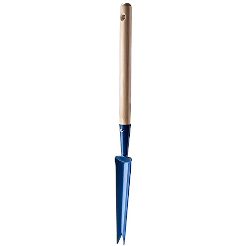 KADAX robuster Handunkrautstecher aus Edelstahl, manueller Unkrautstecher mit Holzgriff, Unkrautabzieher, Unkrautjäter, Gartenjäter, Wurzeljäter (50 cm, Blau)