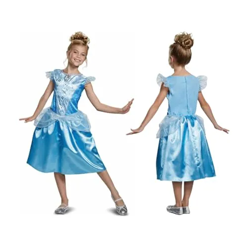 Disguise Disney Offizielles Classic Cinderella Kleid Mädchen Prinzessin Cinderella Kostüm Mädchen Faschingskostüme Kinder XS
